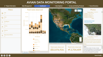 screenshot of the avian monitoring portal