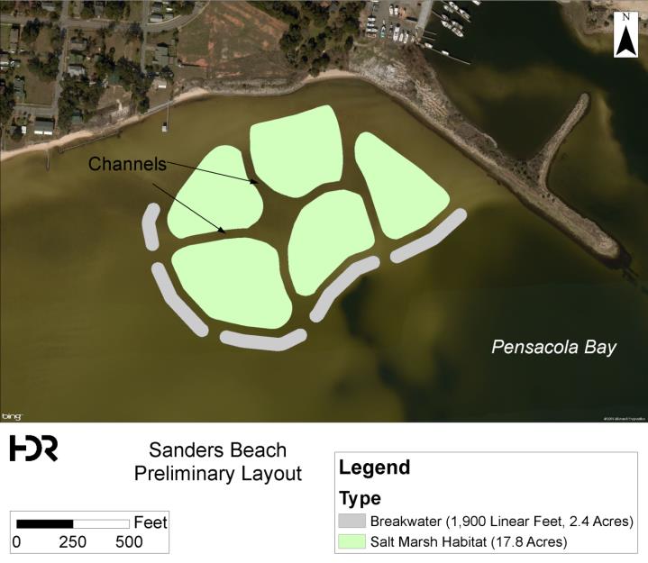 Preliminary layout of the Sanders Beach project site