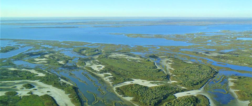 an aerial shot of the texas coast 