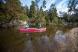 Canoers paddling along the Perdido River in Alabama.