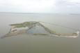 An aerial photo of Queen Bess Island in Louisiana.