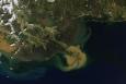 Satellite image shows sediment pouring out of the Mississippi River and into the Gulf after large storms and flooding in the central U.S. Credit: NASA