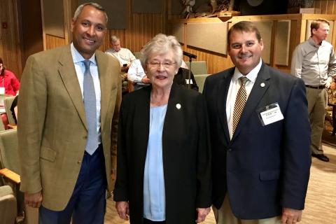 Alabama Governor Kay Ivey, Alabama Commissioner of Conservation Chris Blankenship (right), and meeting facilitator Perry Franklin (left).