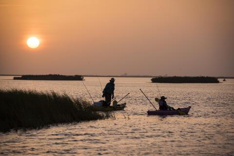 Anglers fishing from kayaks in Texas, near Port Aransas. © Texas Parks and Wildlife
