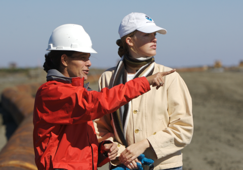 surveying restoration work in Louisiana