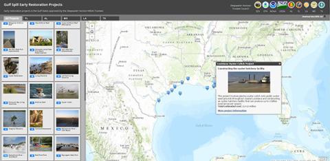 Screenshot of a map showing project locations